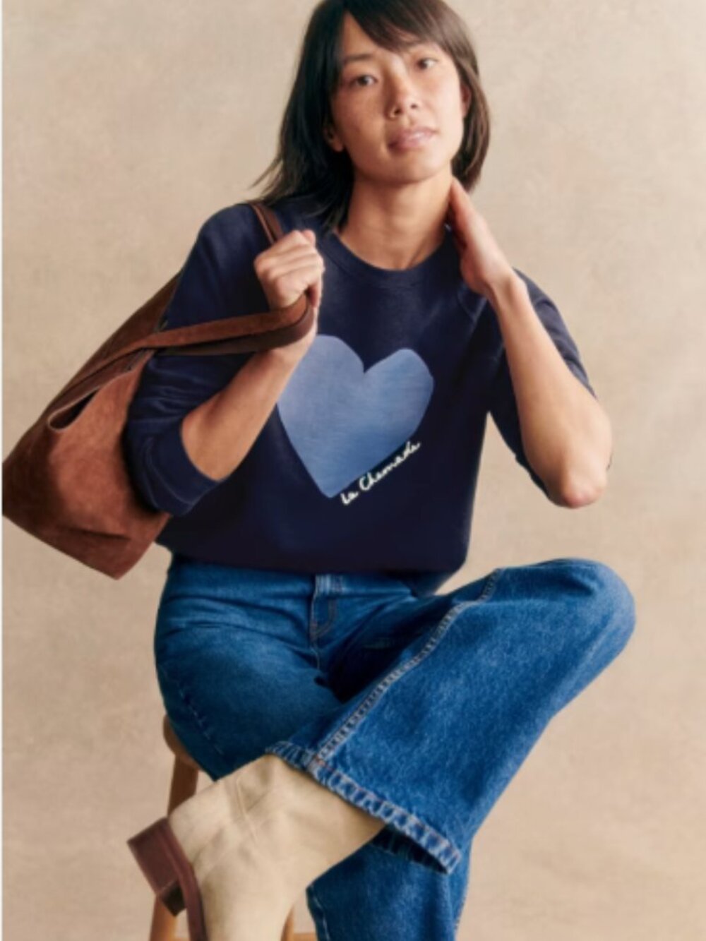 Sezane La Chamade Sweatshirt Navy and Vintage Blue